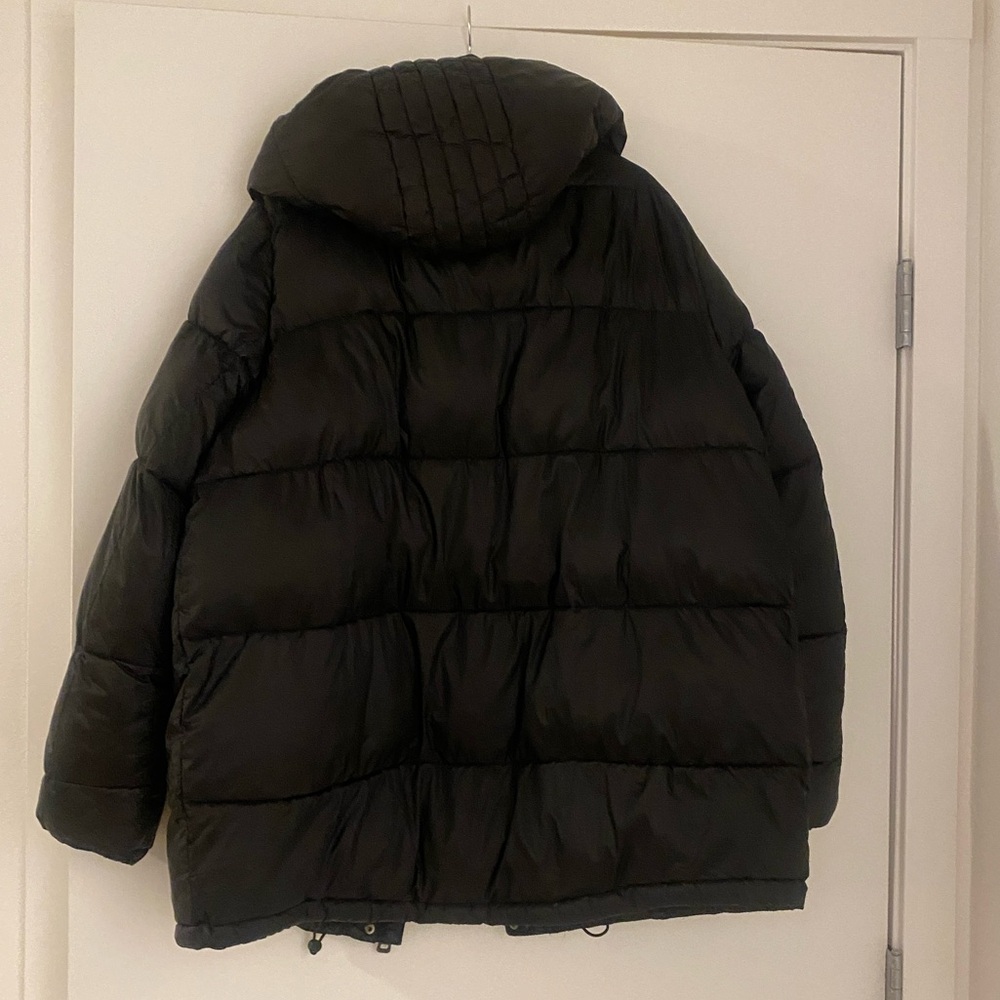 ZARA Trafaluc Women’s Black Puffer Jacket Large Hooded Quilted Mid Thigh Coat - Picture 9 of 10